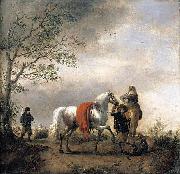 Philips Wouwerman Cavalier Holding a Dappled Grey Horse USA oil painting artist